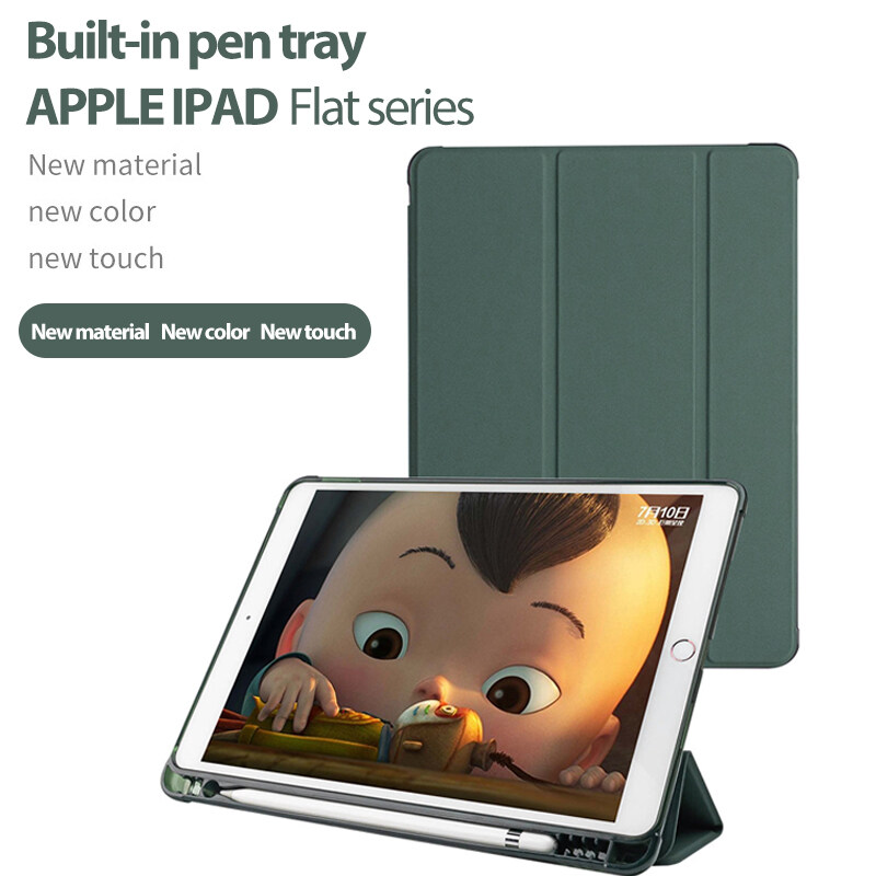 GOOJODOQ iPad Case For iPad 10.2 Inch 7th 8th Gen Case Cover Matte Transparent Pen Groove Leather Case